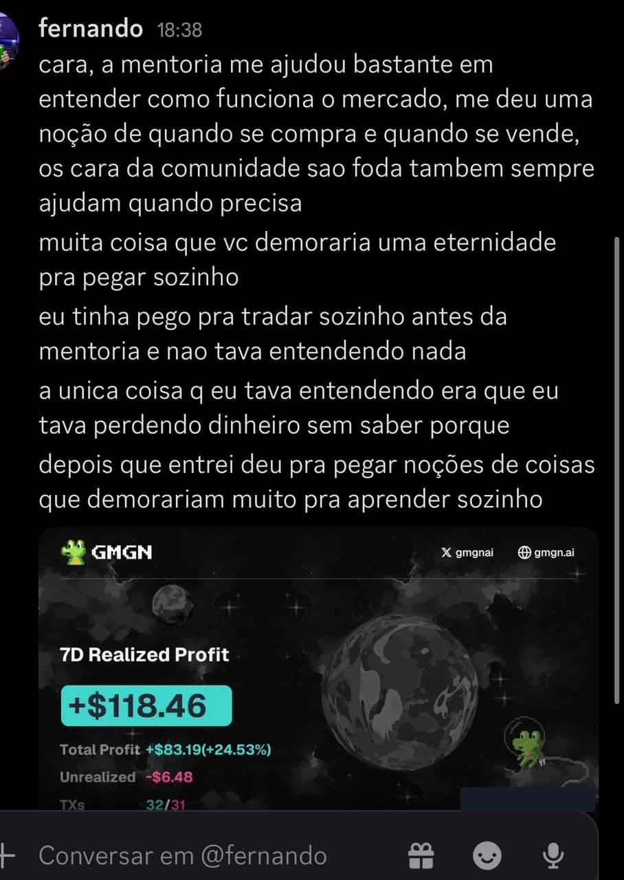 Print do aluno fernando: +$118.46. 7D realizado