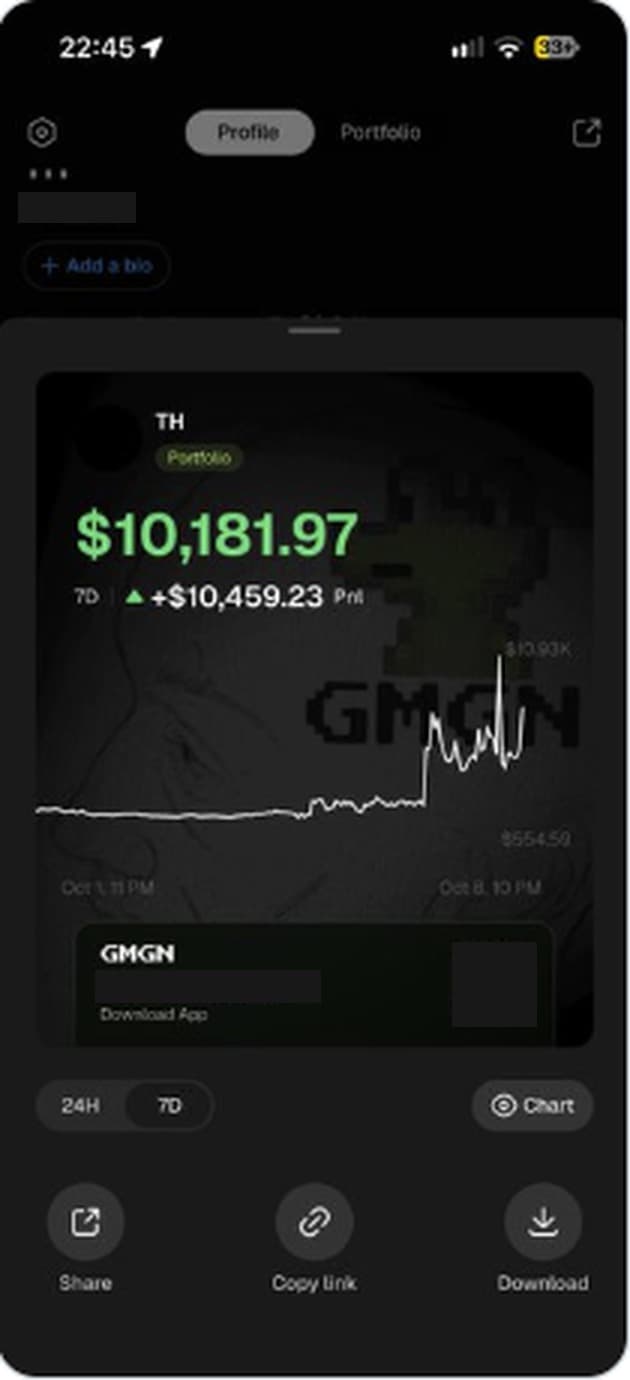Print do aluno TH: +$10,459.23. PnL de 7 dias · resultado individual, com sorte